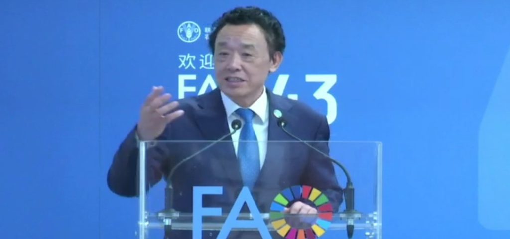 FAO reeligió a su director General al diplomático chino Qu Dongyu