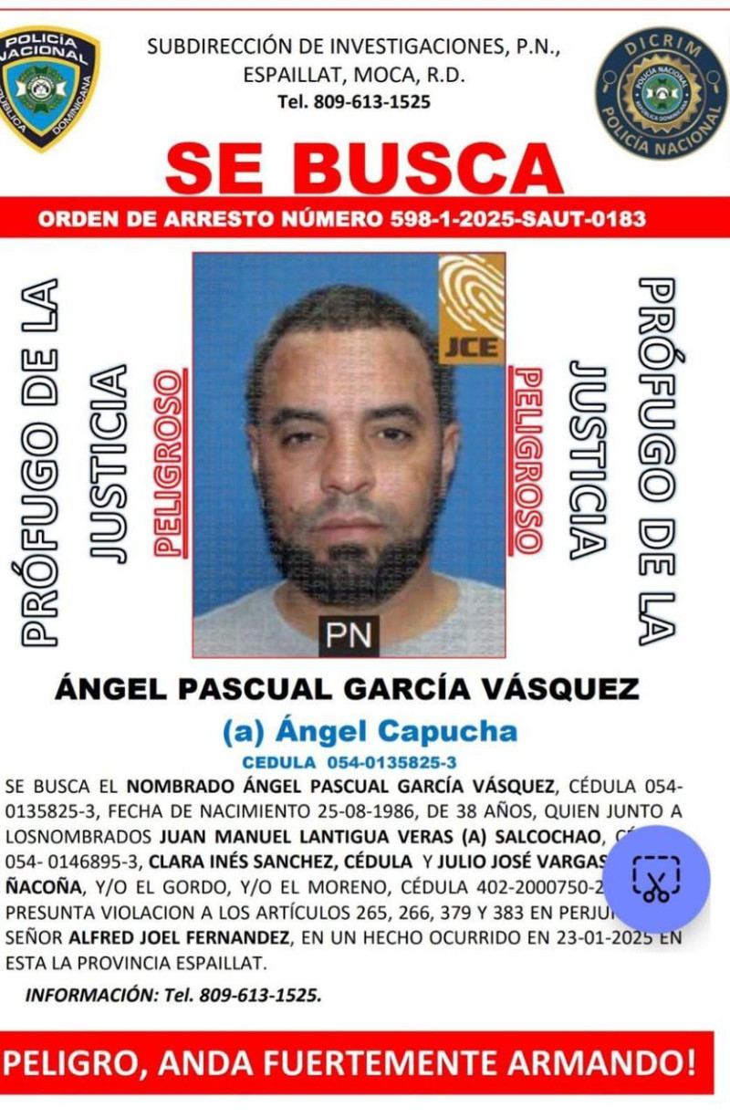 Policía también busca a Ángel Capucha por desaparición del taxista Alfred Fernández en Moca